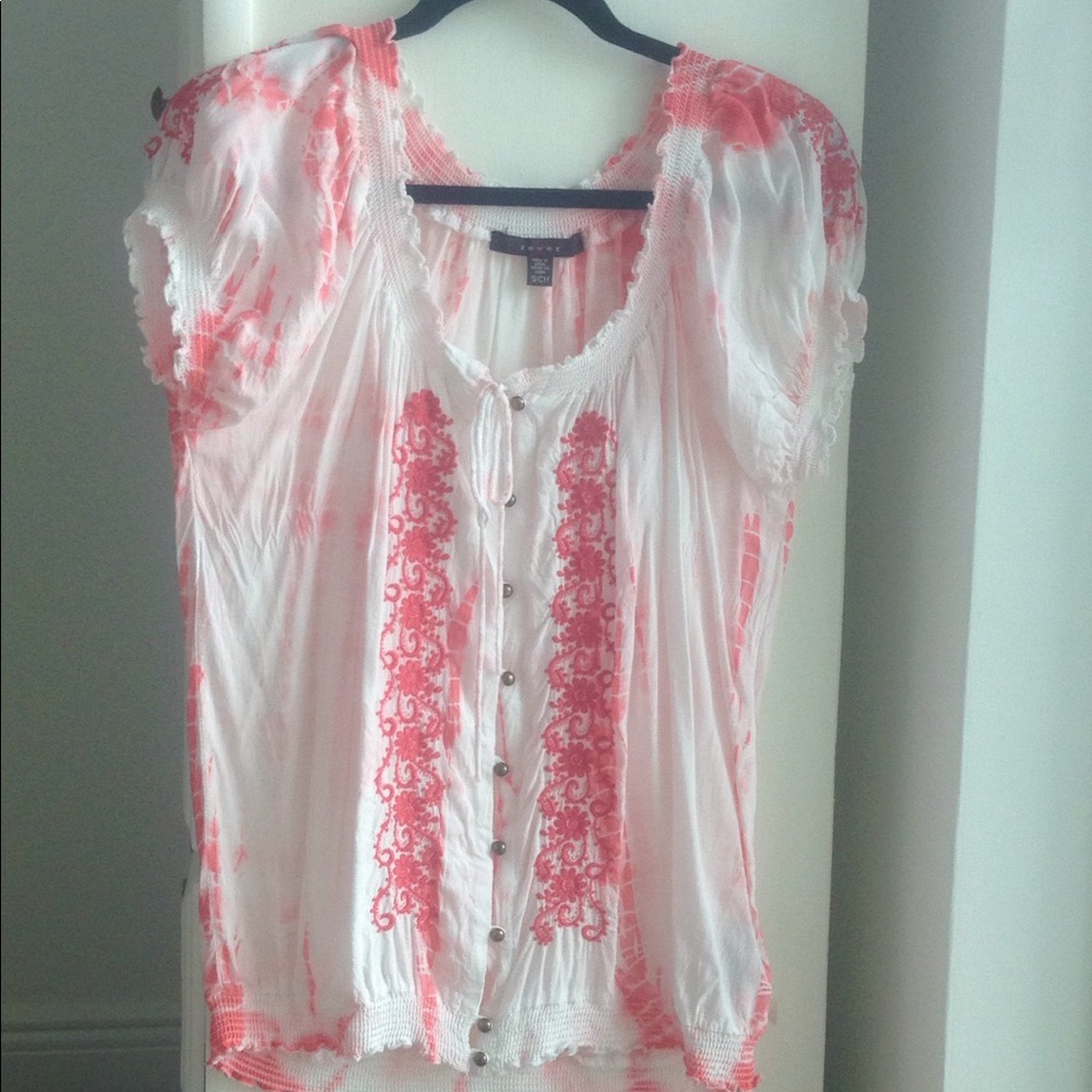 EMbroidered smock shirt